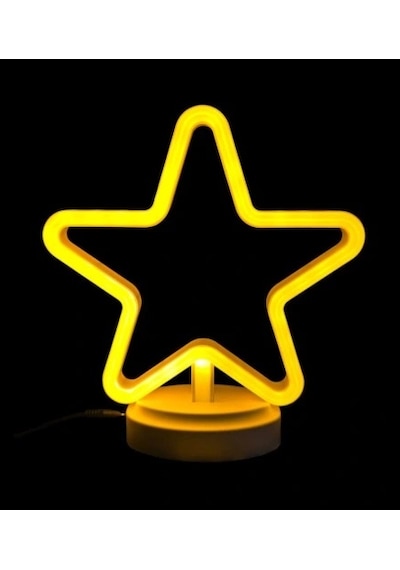 Neon Işıklı Yıldız Masa Gece Lambası Pil+usb Çok Renkli