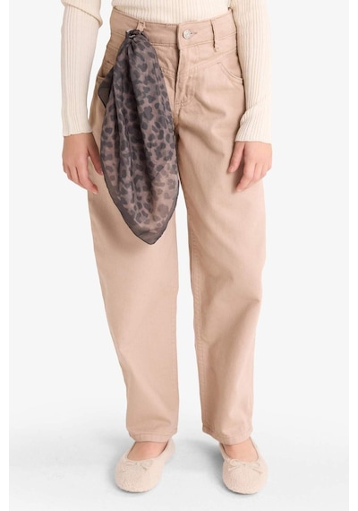 Defacto Kız Çocuk Baggy Fit Leopar Fular Detaylı Gabardin Pantolon G3696a825wnbn45 Kahve