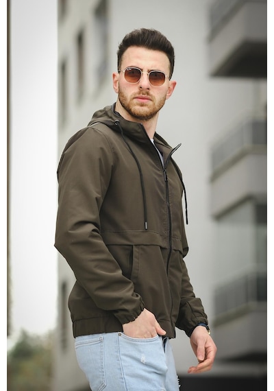 Oksit Antonin Bel Ve Kol Lastikli Slim Fit Erkek Mevsimlik Mont Yağmurluk 001