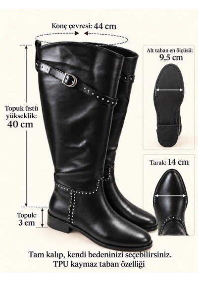 Dabab Shoes Frıo Kadın Siyah Cilt Troklu Metal Tokalı Sıcak Astarlı Kaymaz Taban 3 Cm Topuklu Uzun Konç Çizme Dabab Shoes Frıo Kadın Siyah Cilt Troklu Metal Tokalı Sıcak Astarlı Kaymaz Taban 3 Cm Topuklu Uzun Konç Çizme