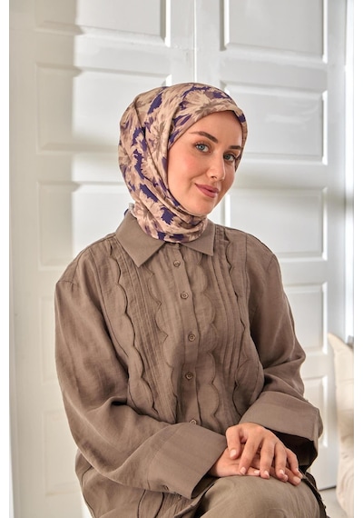 Silk Home Velora Eşarp 161001-16 Morcivert, Vizon, Krem