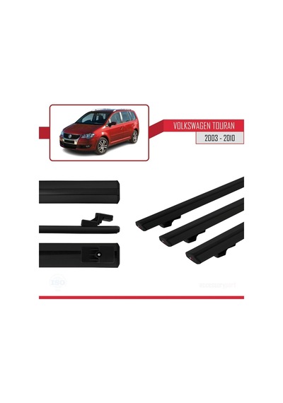 Volkswagen Touran 2003-2010 Arası İle Uyumlu Basic Model Ara Atkı Tavan Barı Siyah 3 Adet