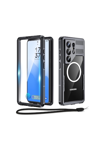 Samsung Galaxy S26 Ultra İle Uyumlu Kılıf Su Geçirmez 360 Derece Koruma Waterproof Telefon Kılıfı Siyah