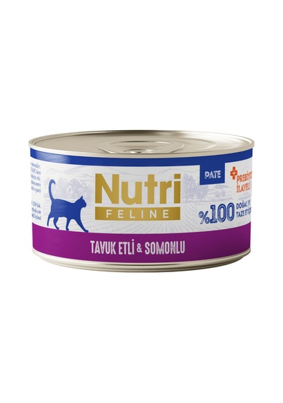 Nutri Feline Tuk Etli Ve Somonlu Tahılsız Prebiyotik İleli Ezme Yetişkin Kedi Konservesi 70gr