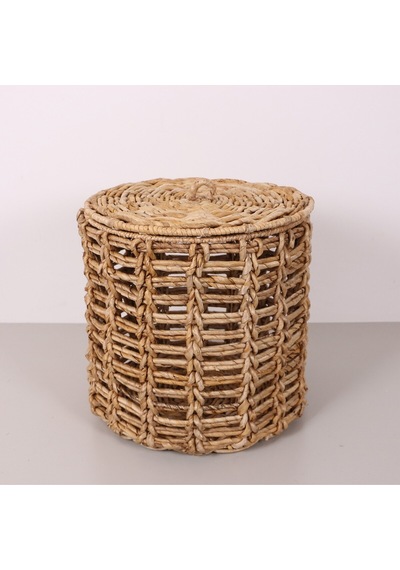 Side Doğal Abaka 42x42 Cm Kapaklı Çamaşır Ve Dekorasyon Sepeti Bej