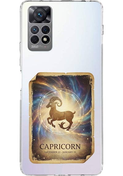 Redmi Note 12 Pro 4g İle Uyumlu Burç Kartları Oğlak Tasarımlı Şeffaf Silikon Kılıf Şeffaf