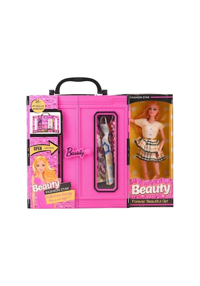 Beauty Sonsuz Hareket Bebekli Aksesuarlı Pembe Gardrop