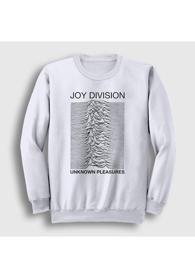 Presmono Unisex Unknown Pleasures Joy Division Sweatshirt Beyaz