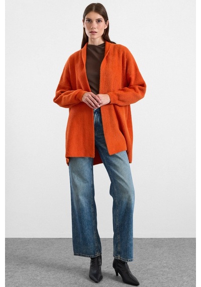 Olcay Salaş Soft Kumaş Triko Hırka Oranj 8299