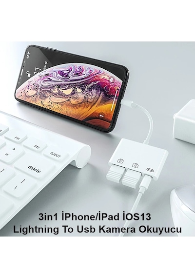 Ally 3in1 Apple iPhone Uyumlu/Apple İpad Uyumlu Uyumlu Uyumlu Lightning To Usb Kamera Okuyucu- 5775 Cn