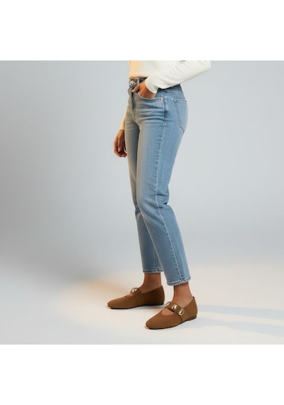 Ne&ve Shoes Taba Süet Hakiki Deri Gold Aksesuar Detaylı Lastikli Kadın Şık Ve Rahat Babet
