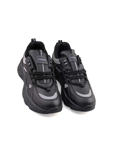 Trendyshose 2108 Kadın Kalın Taban Rahat Spor Ayakkabı Sıyah Siyah