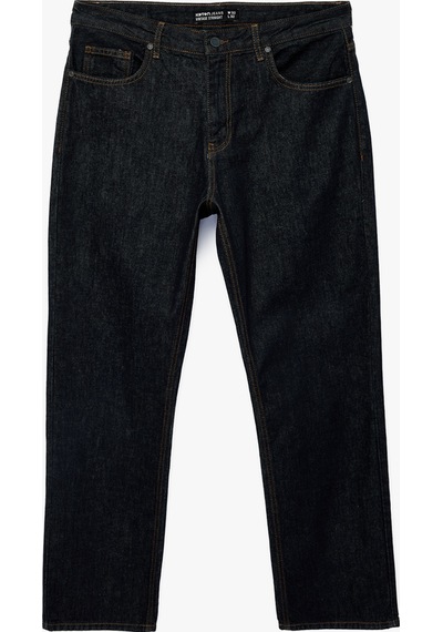 Koton Pamuklu Normal Bel Vintage Straight Fit Jean Pantolon Koyu İndigo 6sam40315nd