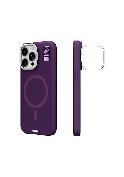 Apple Uyumlu  iPhone 14 Pro Kılıf Magsafe Şarj Özellikli Kamera Standlı Silikon Youngkit Bitty Cream Kapak Mor