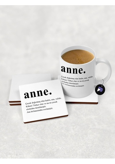Sözlük Tasarımlı Kupa Bardak Seti Mug Günü Hediyesi Hediye Çok Renkli