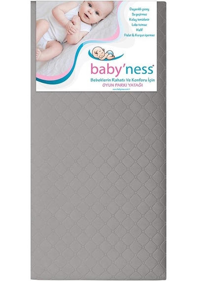 Baby'ness Oyun Parkı Yatağı Kapitoneli 70x110x5 Cm Gri Gri