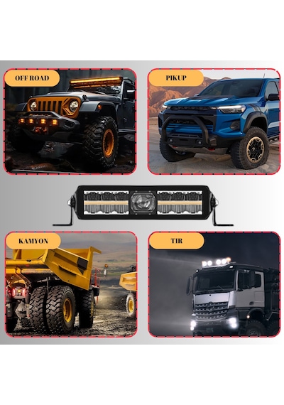 Off-road Premium 30 Cm Tampon Kaput Led Bar Beyaz Işık Projektör Drl Gündüz Led Metal Gövde 12-24v