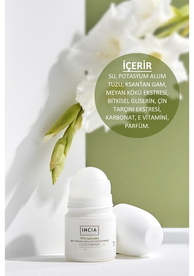 INCIA %100 Doğal Roll On Deodorant Beyazlatıcı Ter Kokusu Önleyici Leke Yapmayan 50 ML