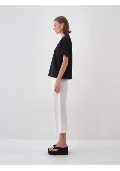 Xint Siyah Pamuk Dokulu Oversize Tişört 602455