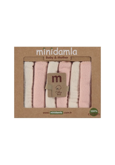 Minidamla 6lı Ağız Mendili - Pudra Somon