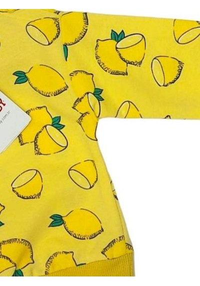 Çikoby Kız Bebek Limon Desenli Pamuklu Sweatshirt-13603 Sarı