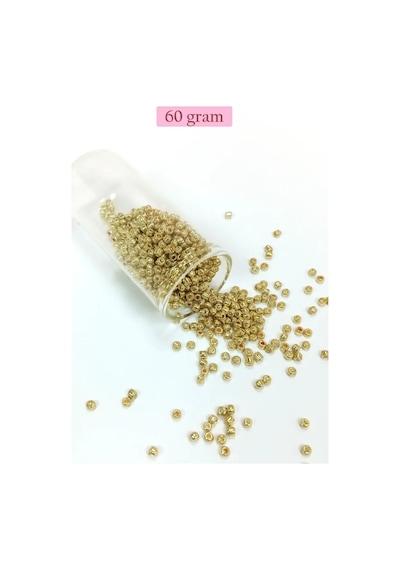 Tedar Dökme Cam Kum Boncuk 8/0 3 Mm - 60 Gram - Altın Rengi - Bnc185 Najmaddin (No:1) 8.5Cm X 10.5 Cm
