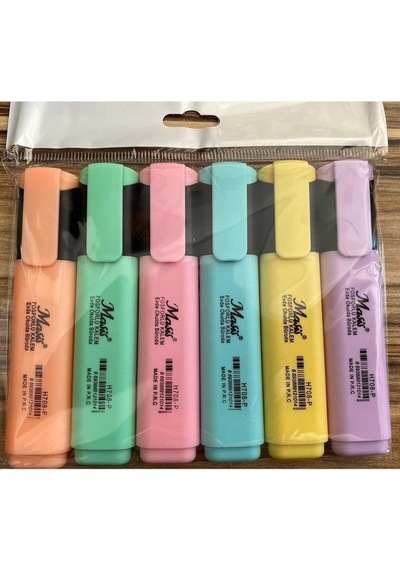 Çok Renkli Masis 6 Renk Pastel Renk Fosforlu Kalem Karışık