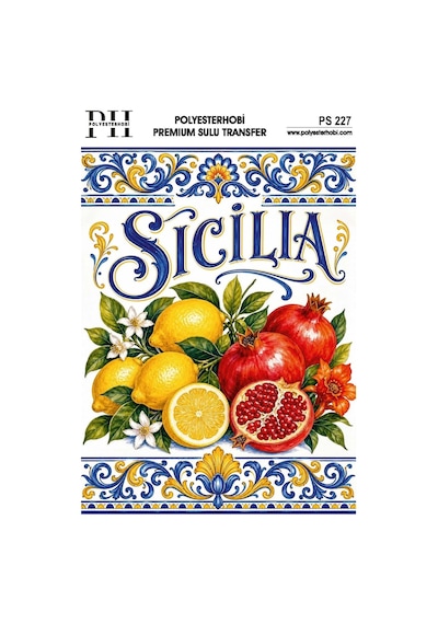 Polyesterhobi Premium Sulu Transfer 25x35 Cm Limon Desenli Ps 227