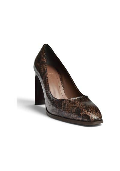 Fox Shoes Z676040507 Kahverengi Yılan Baskılı Kalın Topuklu Kadın Ayakkabı