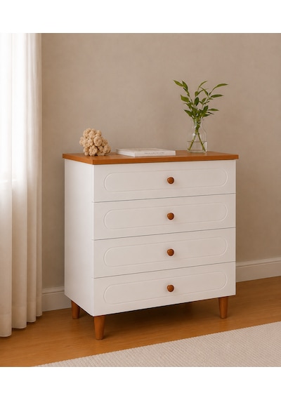 Pema Home Masal %100 Mdf Şifonyer Aynasız Atlantik Çam - Beyaz