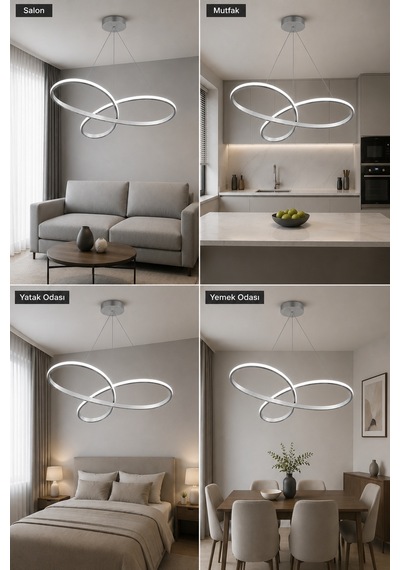 AvizeGO Velya Led Sarkıt Avize Beyaz Işık Gri