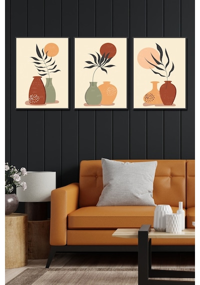 No77decor 3 Parça Bohem Tarzı Sanatsal Tablo Seti Dac116mdf3lu30x40