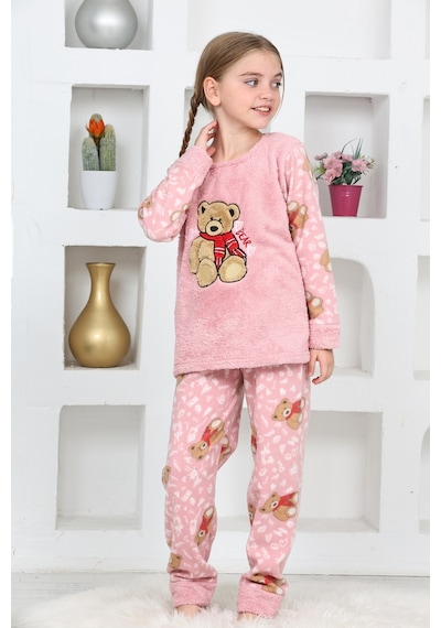 Kız Çocuk Welsoft Kumaş-göz Bantlı Ayıcık Baskılı Pijama Takımı 12293 Gül Kurusu Kız Çocuk Welsoft Kumaş-göz Bantlı Ayıcık Baskılı Pijama Takımı 12293 Gül Kurusu