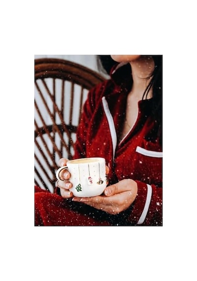 Celine's Wonders Kabartmalı 24 Ayar Altın Dekorlu El Yapımı Kupa 300 Ml Yılbaşı Kupa Christmas Mug Yılbaşı Fin Diğer