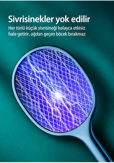 Usb Şarjlı Uv Işıklı Elektrikli Sivrisinek Öldürücü Raket Sinek Öldürücü Arı Sivri Sineksavar 1