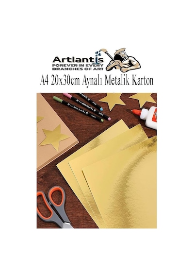 Artlantis Metalik Aynalı Fon Kartonu A4 10 Renk 20x30 Cm 1 Paket Okul Sınıf Dekoratif Pırıltılı Folyo Kağıt Genel