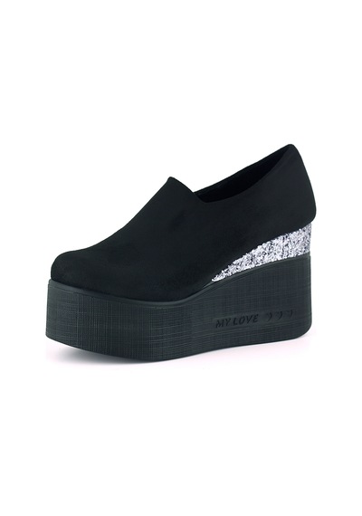 Erkan Saçmacı Lumi Siyah Süet Yuvarlak Burun Taşlı Gizli Dolgu Topuklu Günlük Ayakkabı Siyah - Gümüş Erkan Saçmacı Lumi Siyah Süet Yuvarlak Burun Taşlı Gizli Dolgu Topuklu Günlük Ayakkabı Siyah - Gümüş