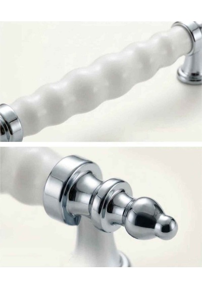 Damla Lüks Polimer Mobilya Kulpu 128 Mm Beyaz-krom 20 Adet Mutfak Dolabı Çekmece Vestiyer Kulpu Gümüş