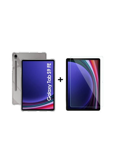 Forzacase Samsung Galaxy Tab Uyumlu S9 Fe X510 İçin Silikon Kılıf + Temperli Cam Ekran Koruyucu - Fc013 Şeffaf