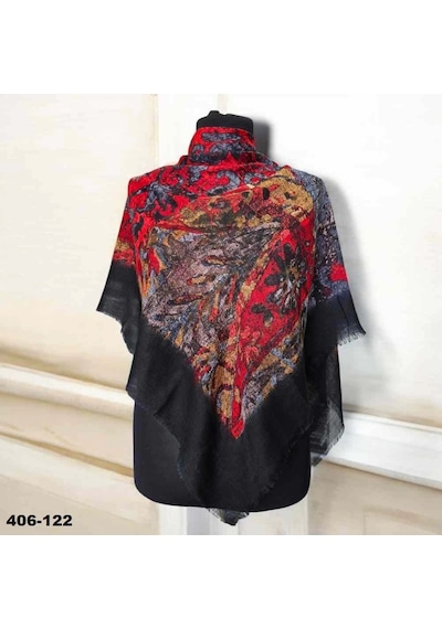 Soft İpek Desenli Flamlı Kotton Eşarp 406-122 Çok Renkli