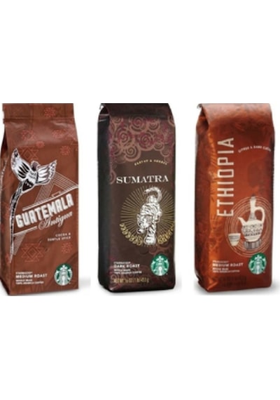 Starbucks Guatemala + Ethiopia + Sumatra Çekirdek Kahve 3 x 250 G