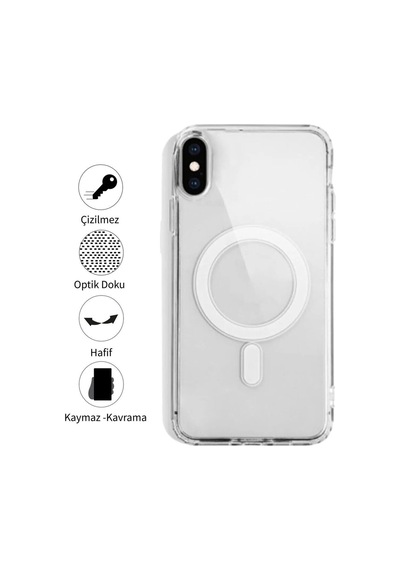 Apple Uyumlu iPhone X Şeffaf Magsafe Kılıf Safe Şeffaf