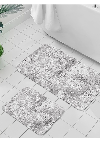 Dijital Baskılı Yıkanabilir Kaymaz Taban 2li Banyo Halısı Paspas Klozet Takımı 6652b