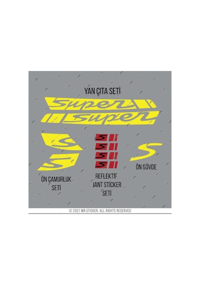 Sts43 Vespa Gts250 Uyumlu Super Yan Cita Seti Mat Sarı Set