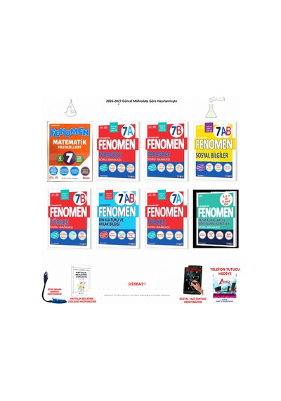 Fenomen 7. Sınıf Türkçe + Matematik + Sosyal 8 Kitap Seti