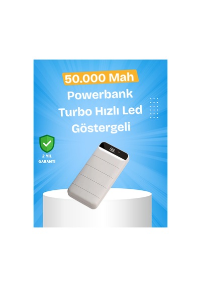 Çoklu Cihaz Uyumlu Led Ekranlı 50000 Mah Powerbank Çok Rnekli