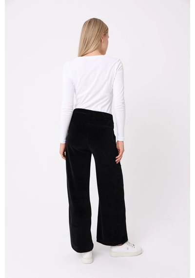 Defys Kadın Bol Paça Cepli Kadife Oversize Fit Pantolon Siyah - 595424688 Siyah
