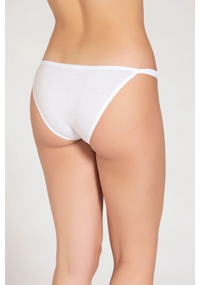Tutku 12' Li Kadın Çift Biyeli Önü Tüllü Bikini Külot Beyaz