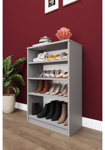 Asra Trend 4 Katlı Açık Raflı Ayakkabılık A-31 %100 MDF Modern Bot Uyumlu Düzenleyici Kül Gri Asra Trend 4 Katlı Açık Raflı Ayakkabılık A-31 %100 MDF Modern Bot Uyumlu Düzenleyici Kül Gri