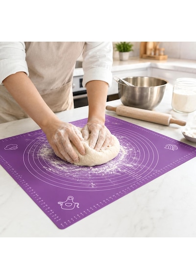 Silikon Hamur Açma Matı 45 X 65 Cm Ölçülü Yapışmaz Yoğurma, Baklava, Börek, Mantı, Pizza, Ekmek, Pasta Ve Diğer